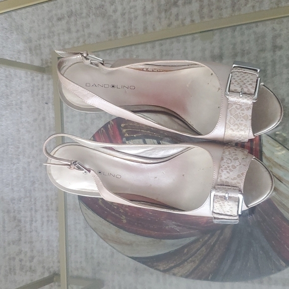 BANDOLINO leather heels open toes sling back - Picture 4 of 8